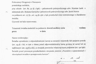  Protokół z przesłuchania Barbary Skrzypek. Prokuratura Okręgowa w Warszawie publikuje dokument