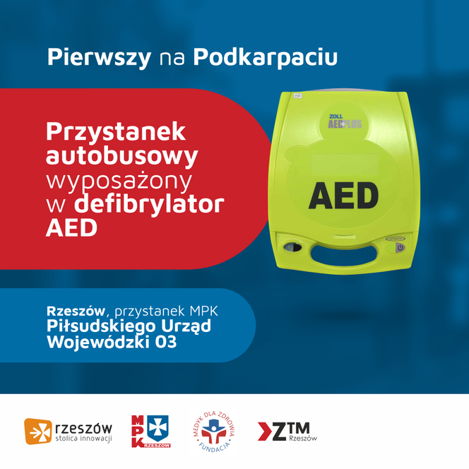 Na Podkarpaciu mamy pierwszy przystanek wyposażony w defibrylator AED! 