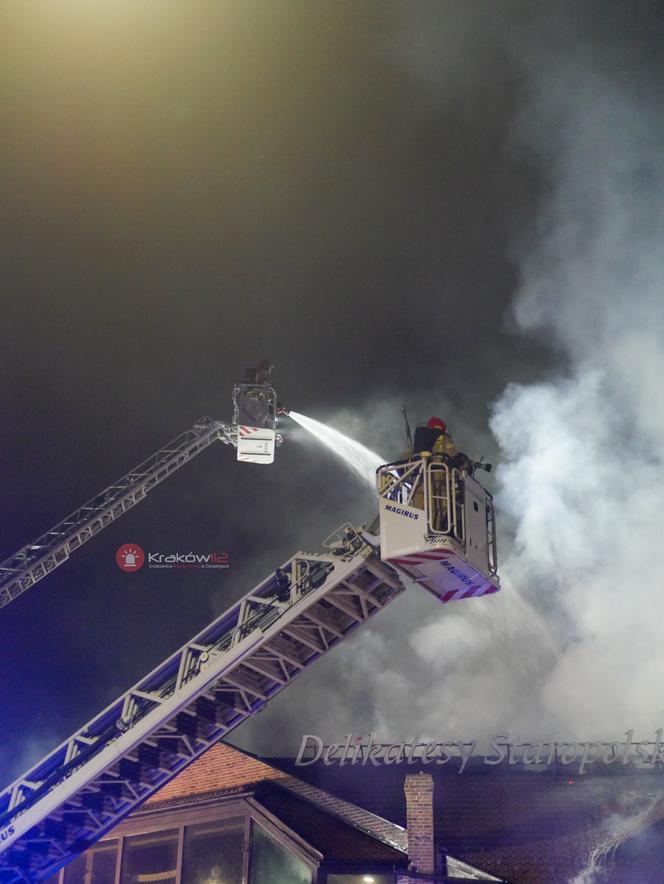 Pożar delikatesów w Michałowicach. Kłęby gęstego dymu było widać z daleka