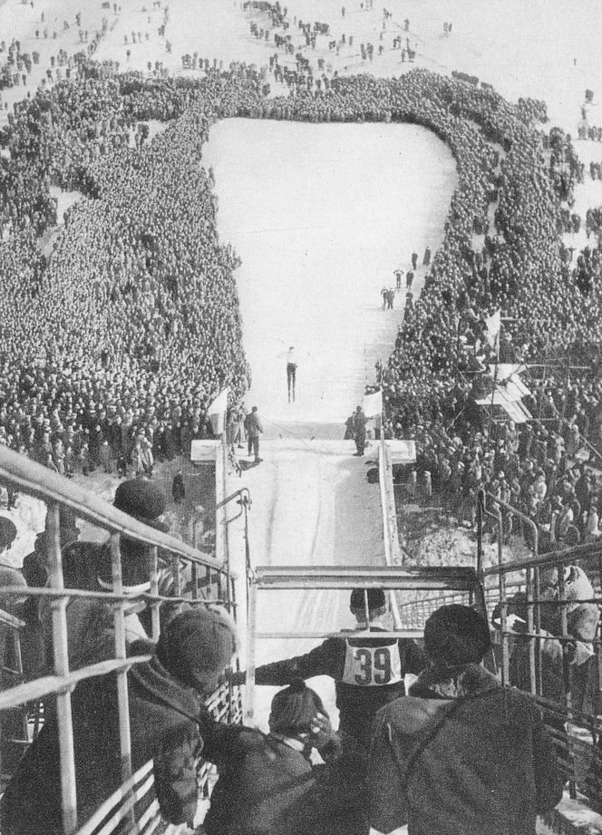 Zawody na warszawskiej skoczni zimą 1960 roku