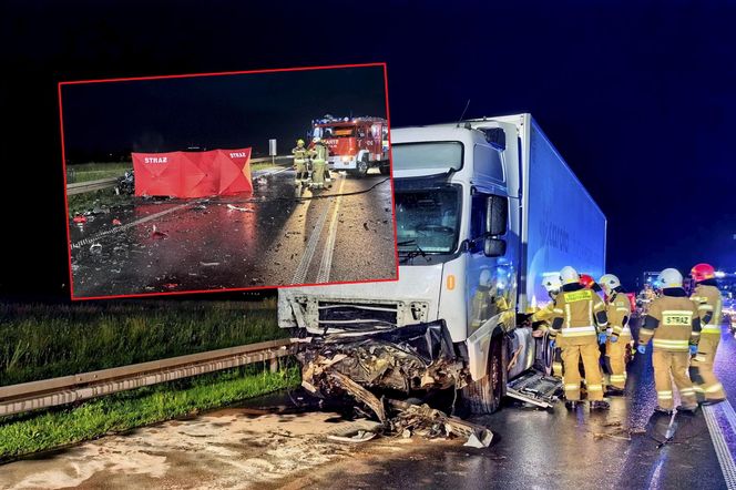 Śmiertelny wypadek pod Kutnem. 28-latek z BMW zderzył się z dwoma pojazdami [ZDJĘCIA].