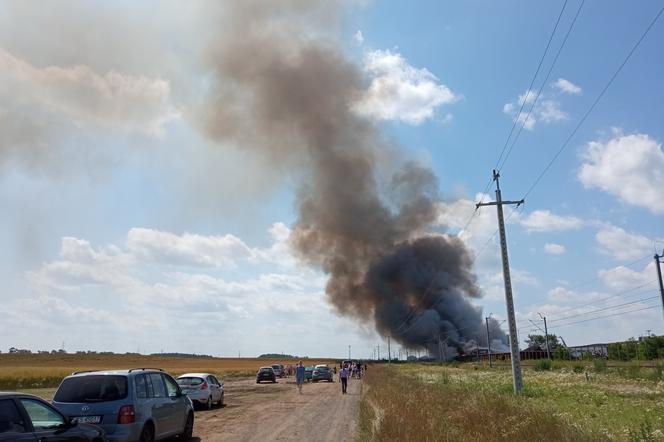 Ogromny pożar w Przysiece Polskiej. Płoną śmieci na wysypisku przy torach kolejowych [ZDJĘCIA/WIDEO]