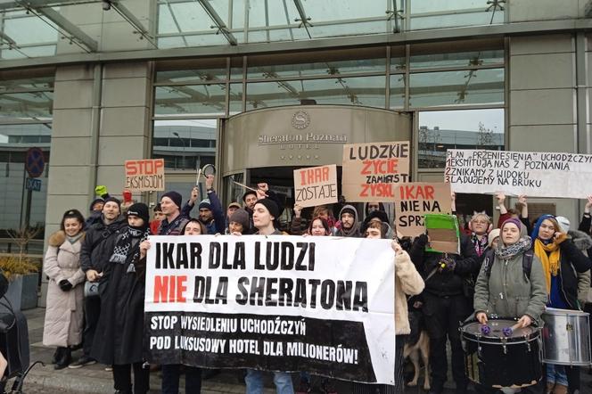 Protest przeciwko wysiedleniu uchodźców z Ukrainy i prywatyzacji Ikara