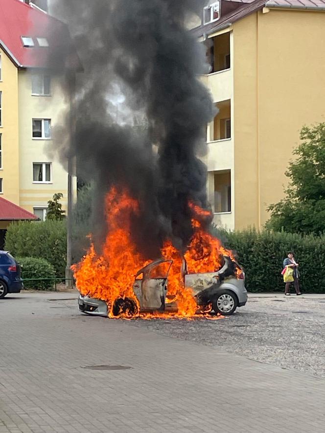 Pożar osobówki w Solcu Kujawskim! Z auta niewiele zostało [ZDJĘCIA]