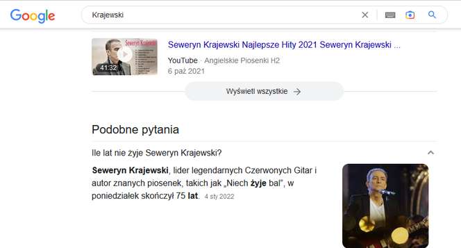 Google sugeruje, że Seweryn Krajewski nie żyje! Obrzydliwy błąd, aż trudno uwierzyć