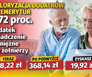 Waloryzacja dodatków do emerytur 5,72 proc.