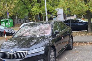 Zdewastowane auta na parkingu w Warszawie