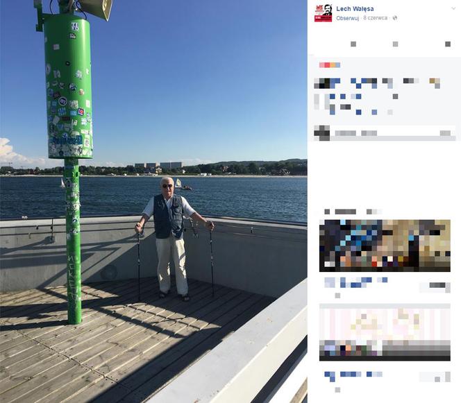 Wałęsa poczuł wakacje! Z kijkami ruszył na molo! [ZDJĘCIA]