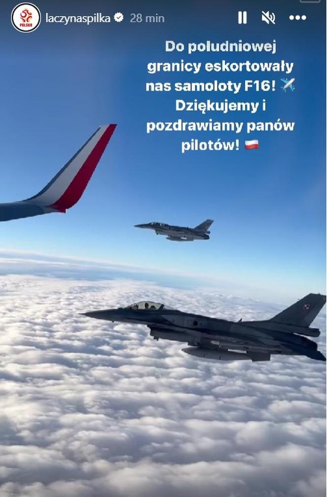 Samoloty F-16 eskortowały reprezentację Polski