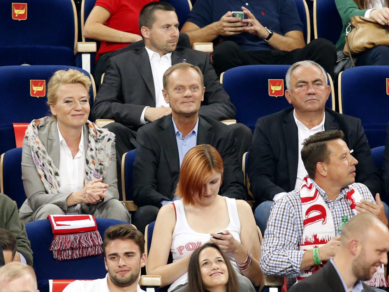 Donald Tusk na meczu Polska - USA