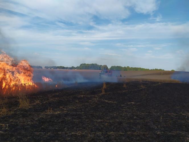 Dwa pożary zboża oraz rżyska w powiecie braniewskim