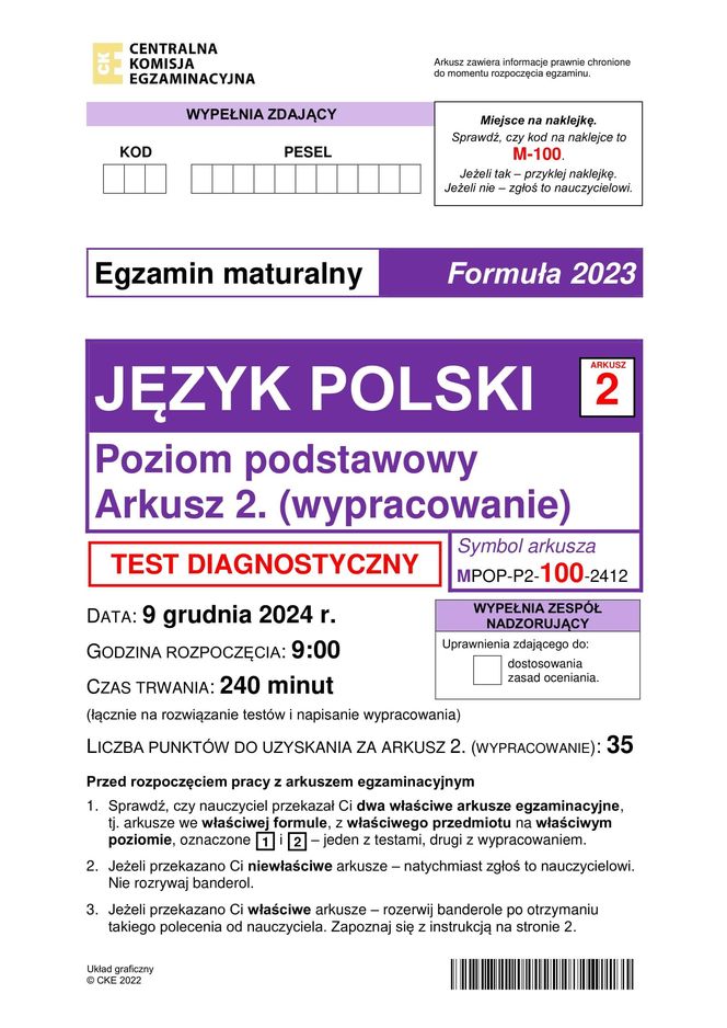 Matura próbna 2025 z języka polskiego. ARKUSZE CKE i odpowiedzi [9.12.24]