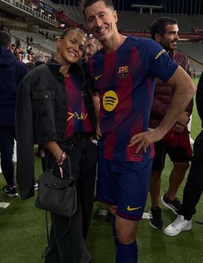 Anna Lewandowska na meczu Barcelony