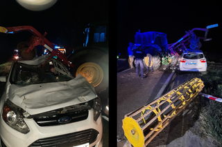 Groźny wypadek samochodu osobowego z traktorem na dk 74