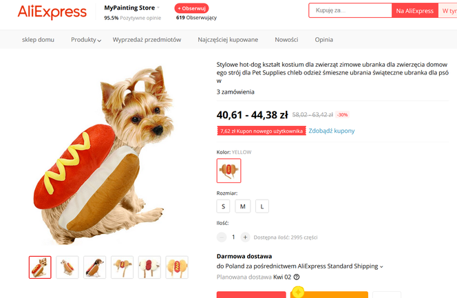 kostium dla psa - hot-dog