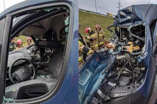 Citroen wbił się w tira. Ranny 28-latek i 5-latka