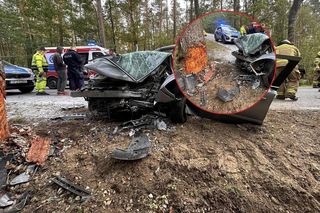 Opel zmiażdżony na drzewie, kierowca zmarł. Policja wydała pilny komunikat