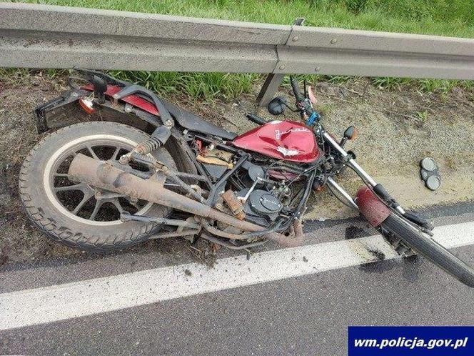 Wypadek z udziałem motocyklisty w Smykówku