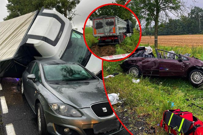 Karambol na DK 24 pod Międzyrzeczem. Zderzenie dwóch osobówek i dwóch ciężarówek