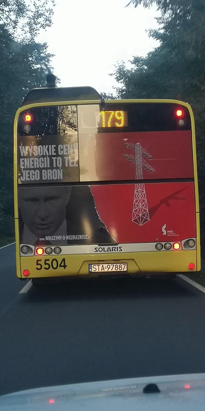 Twarz Putina na autobusach na Śląsku