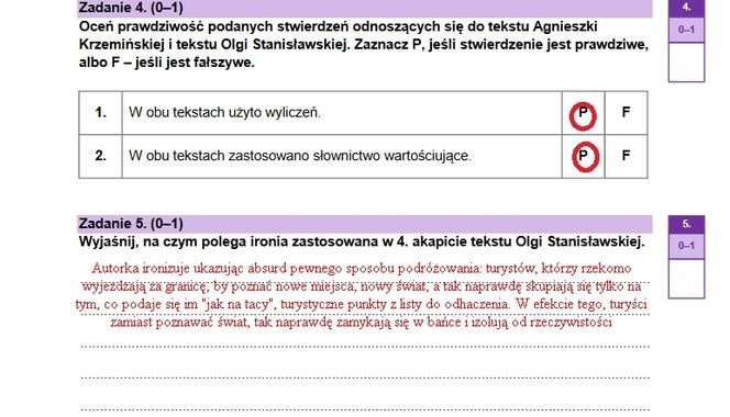 Zadanie 4 i 5, sugerowane odpowiedzi