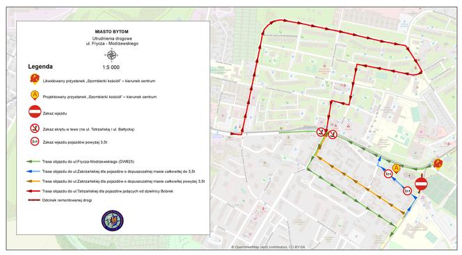 Uwaga kierowcy! Ruszają prace na ul. Frycza-Modrzewskiego w Bytomiu. Od 1 marca zmiana organizacji ruchu