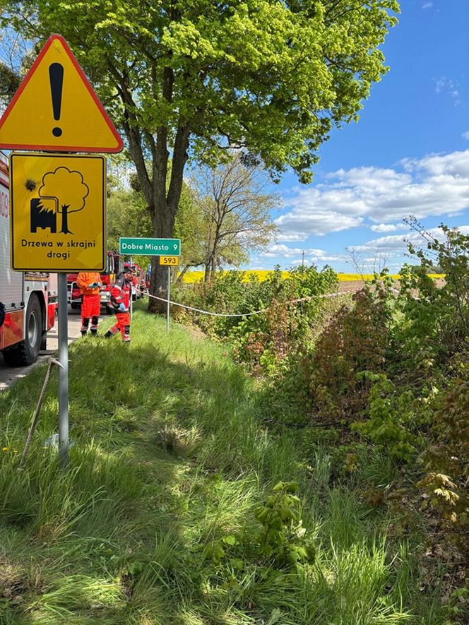 Śmiertelny wypadek pod Olsztynem. 39-latek zignorował znak "stop"? [ZDJĘCIA].