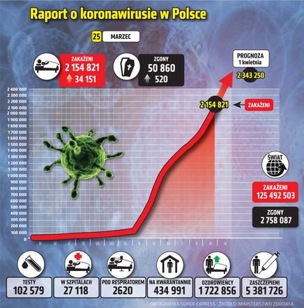 koronawirus w Polsce wykresy wirus Polska 1 25 3 2021