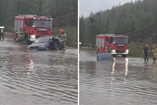 Samochód porwała rzeka. Kobieta uciekła oknem