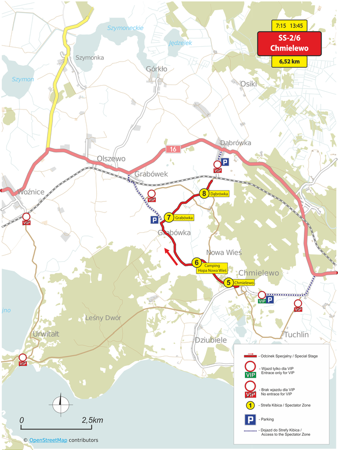 Rajd Polski 2017, odcinek specjalny Chmielewo SS 2/6 - MAPA