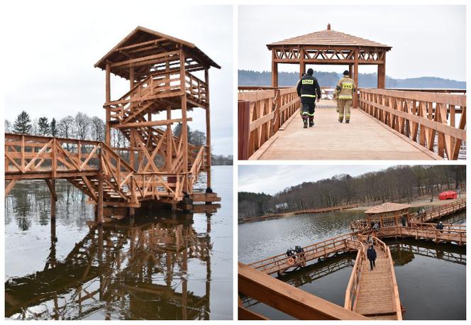Pomost w Szczuplinach oficjalnie otwarty! Jezioro Rumian można podziwiać z drewnianej wieży [ZDJĘCIA]