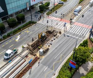 Remont torów tramwajowych na ulicy Marszałkowskiej w Warszawie