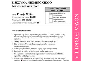 Matura 2018 - Język niemiecki, poziom rozszerzony