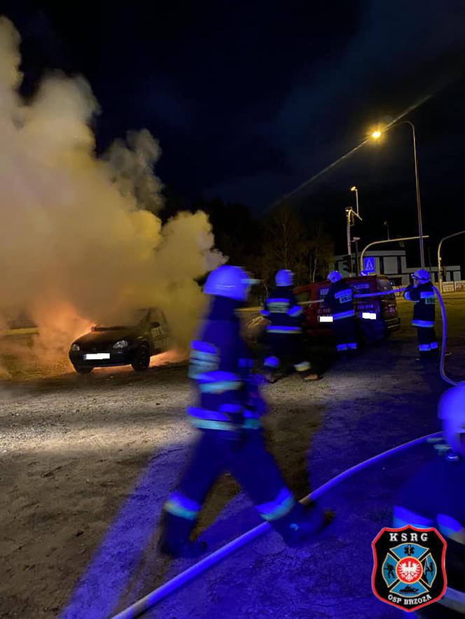 Nocna akcja strażaków przy węźle Bydgoszcz-Południe. Pożar samochodu!