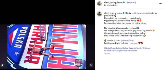 Albert Lorenz złamał kręgosłup w "Ninja Warrior".