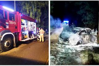 Romanowo: Uderzyli w drzewo, auto stanęło w ogniu! Zginęły cztery młode osoby [ZDJĘCIA] 