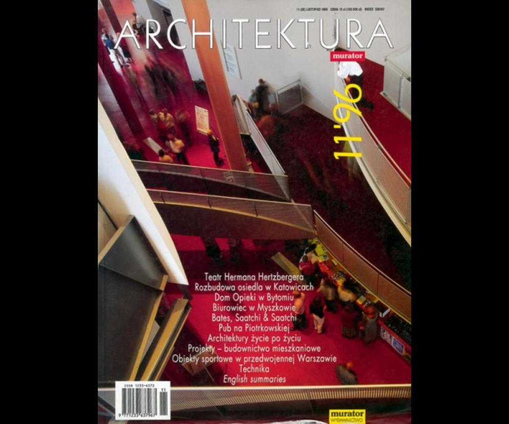 Okładka Miesięcznik Architektura 11/1996