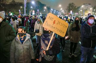 Ogólnopolski Strajk Kobiet 28.01.2021: Transparenty, rozlana farba przez TK