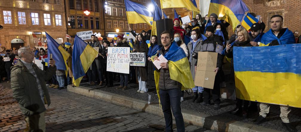 Wrocław. Kilka tysięcy osób protestowało przeciwko agresji na Ukrainę