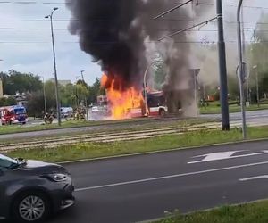 Pożar autobusu w Dąbrowie Górniczej