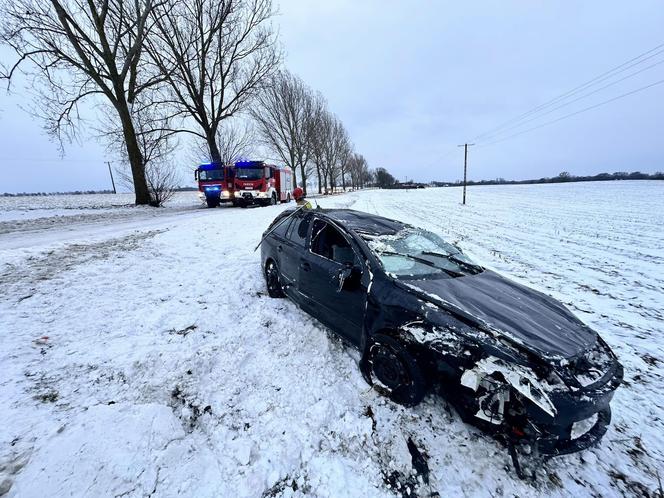 Fatalne warunki na drogach! Dwa auta wylądowały na dachu [ZDJĘCIA]