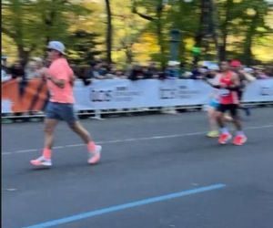 Katarzyna cichopek dopinguje męża na Maratonie Nowojorskim