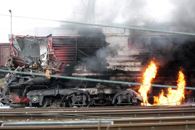 Pożar wagonów pociągów w Białymstoku 