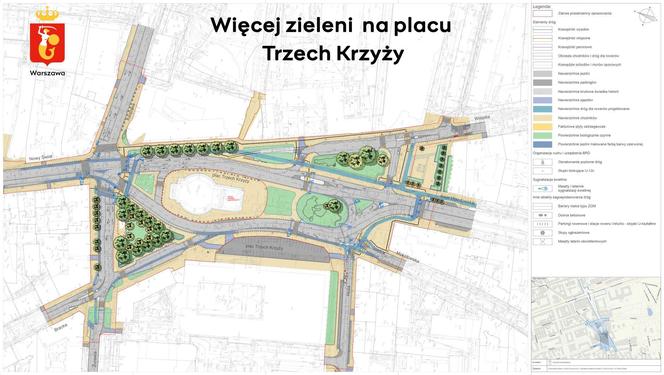 Plany dotyczące zieleni na placu Trzech Krzyży