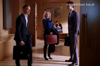 M jak miłość odc. 1727. Julia (Marta Chodorowska), Andrzej (Krystian Wieczorek), Rotkiewicz (Aleksandar Milicević)