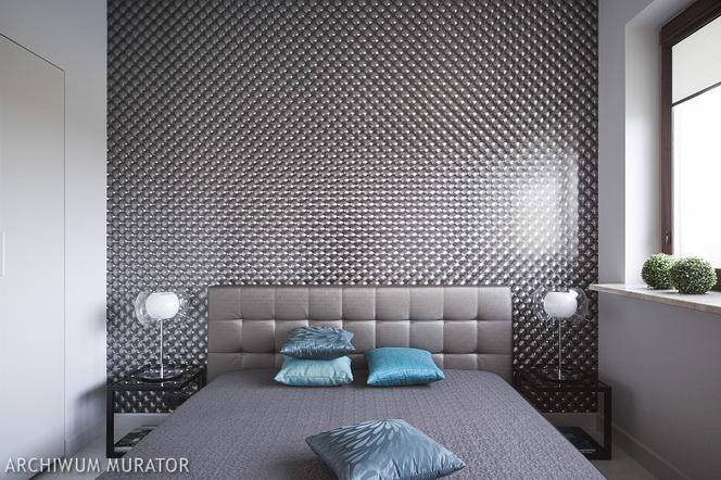 Mała sypialnia jako ikona elegancji: ściana za łóżkiem w roli głównej