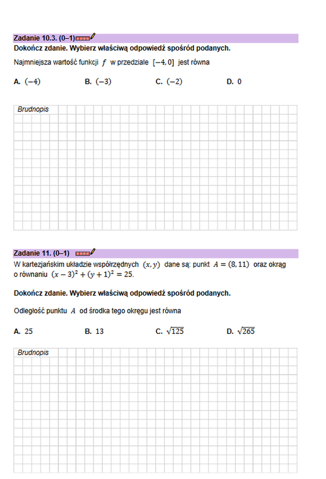 Próbna matura MATEMATYKA (test diagnostyczny)