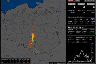 BURZE, TORNADA, GRAD 19.07.2012: NA ŻYWO - gdzie jest burza - MAPY, pogoda na 19.07.2012