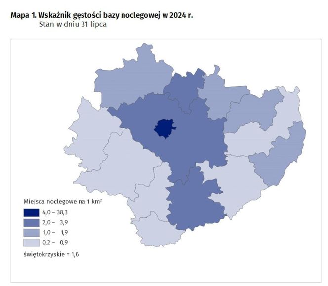 Baza noclegowa w świętokrzyskim
