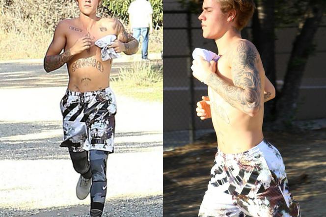 Justin Bieber biega bez koszulki